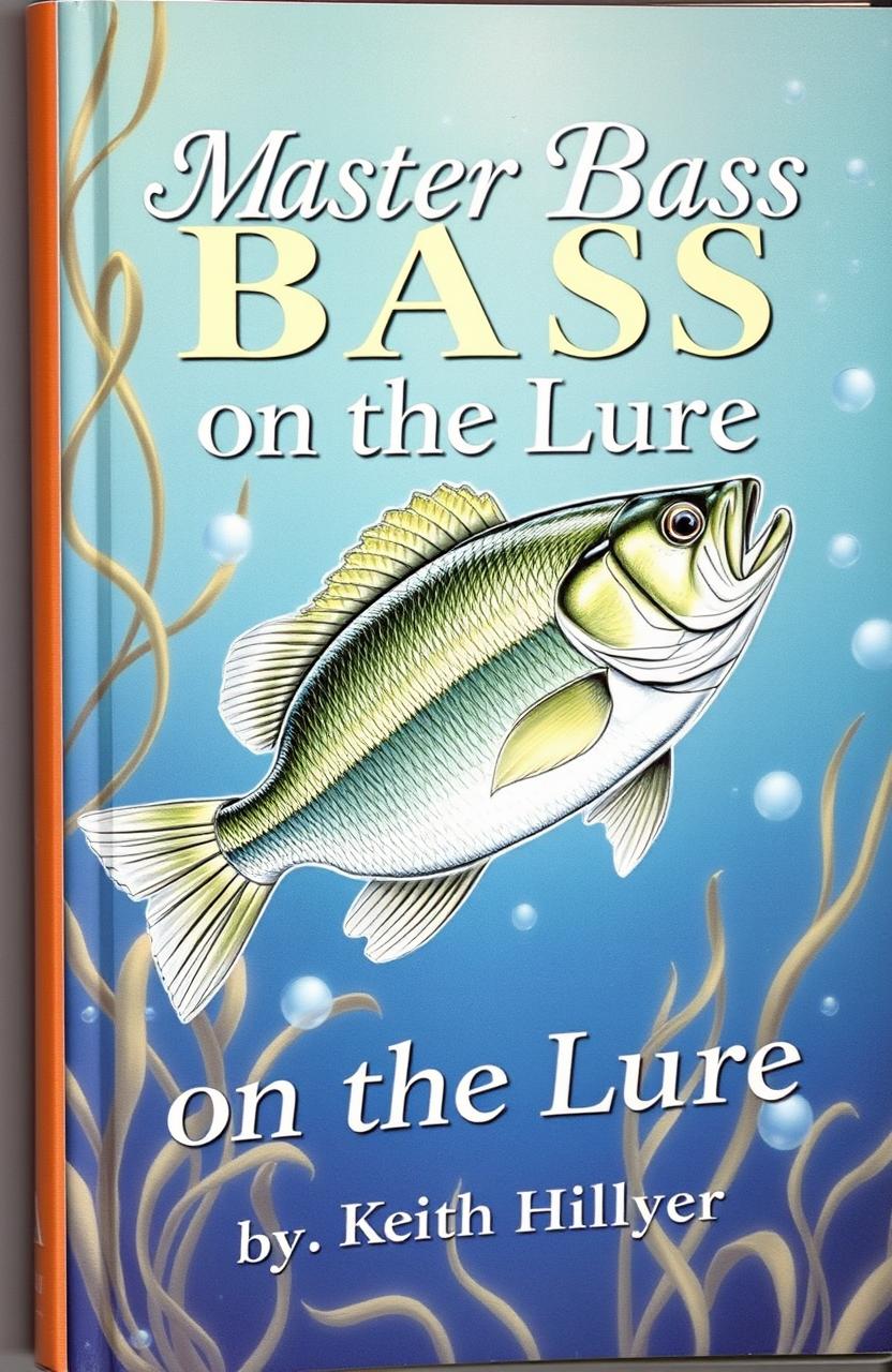 A stunning book cover featuring a beautifully detailed illustration of a seabass, showcasing its shimmering scales and natural colors