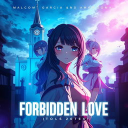 Futuristic album cover art for "Forbidden Love" by Malcom Garcia & Amara Doma