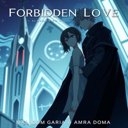 Album cover for 'Forbidden Love' by Malcom Garcia & Amara Doma, featuring two anime characters in a futuristic setting