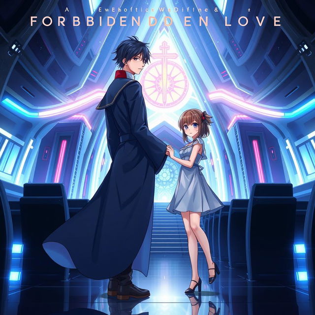 Album cover for 'Forbidden Love' by Malcom Garcia & Amara Doma, depicting two anime characters in a futuristic environment