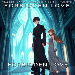 Album cover for 'Forbidden Love' by Malcom Garcia & Amara Doma, depicting two anime characters in a futuristic environment
