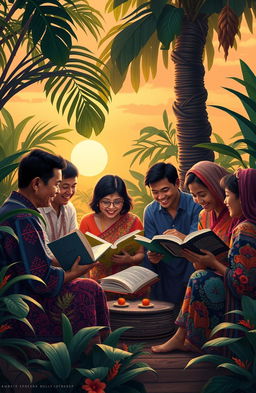 A vibrant scene depicting the cultural richness of the Philippine language