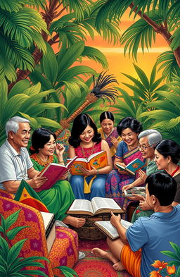 A vibrant scene depicting the cultural richness of the Philippine language