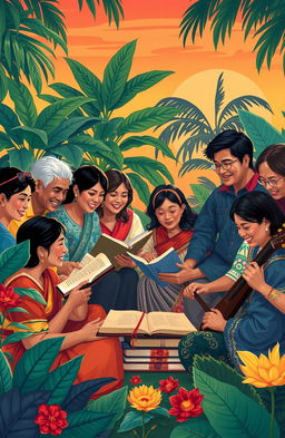 A vibrant scene depicting the cultural richness of the Philippine language
