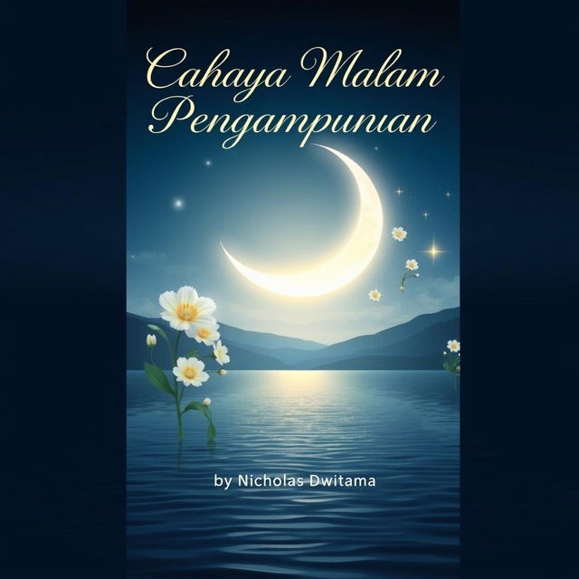 A beautifully crafted book cover for 'Cahaya Malam Pengampunan' by Nicholas Dwitama