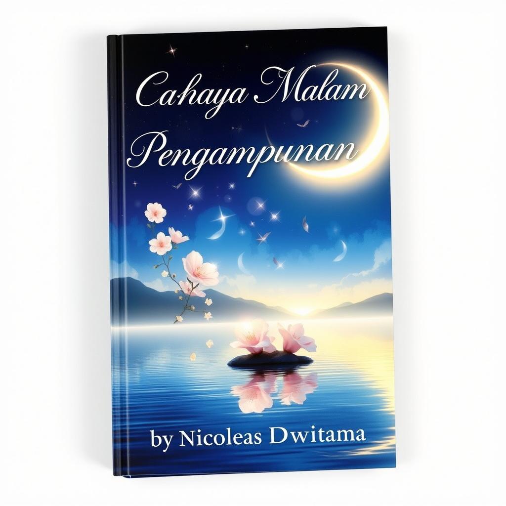 A beautifully crafted book cover for 'Cahaya Malam Pengampunan' by Nicholas Dwitama