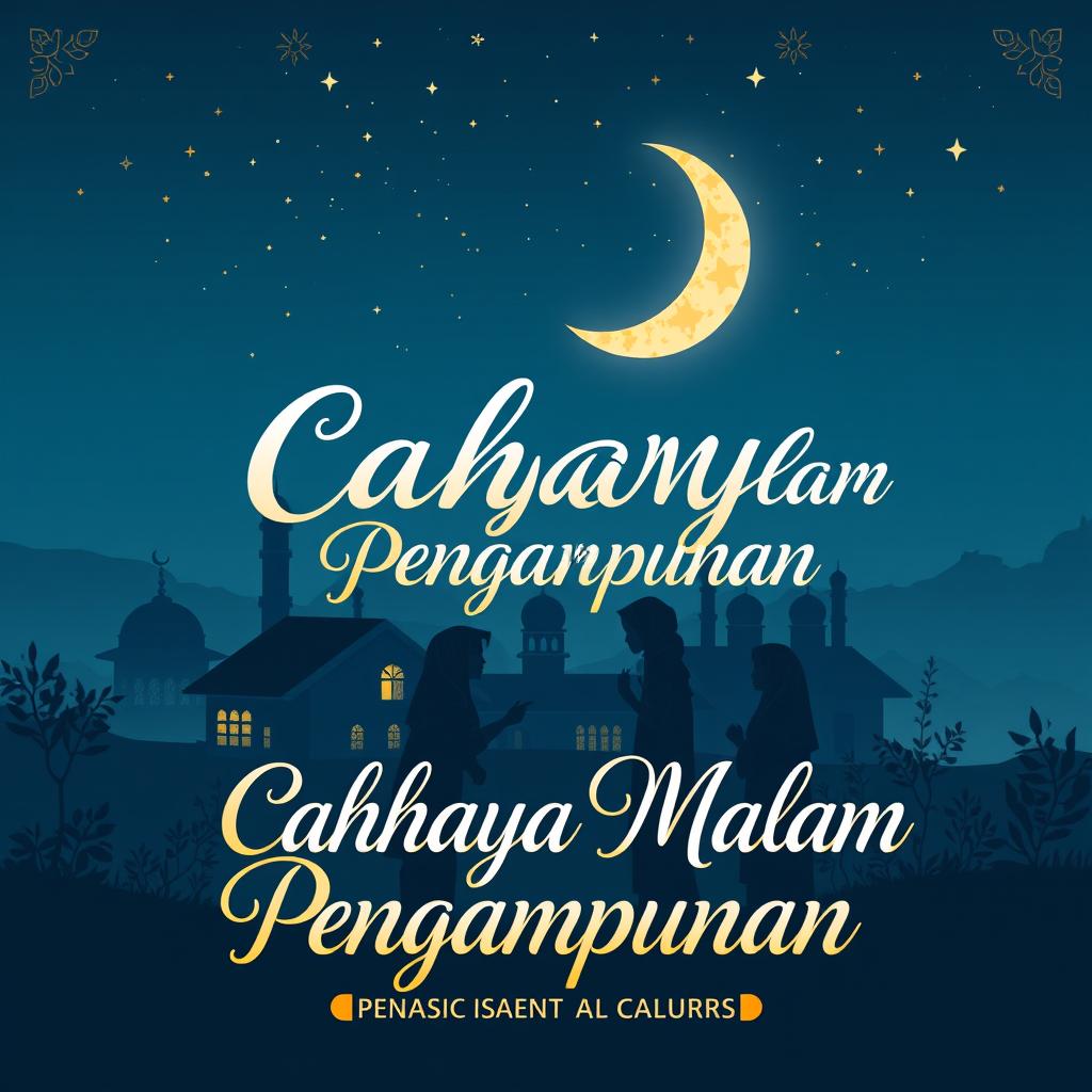 A captivating book cover for 'Cahaya Malam Pengampunan' with a theme reflecting Indonesian Islamic middle school culture