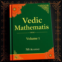 A sophisticated and eye-catching book cover for 'Vedic Mathematics, Volume 1' by NS Academy