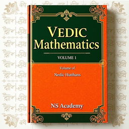 A sophisticated and eye-catching book cover for 'Vedic Mathematics, Volume 1' by NS Academy