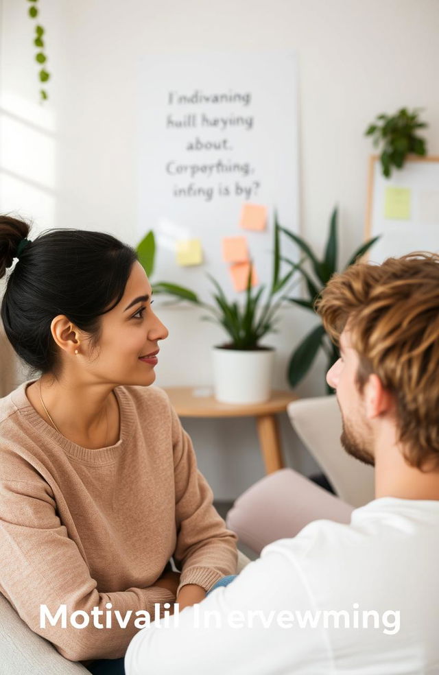 A serene and inviting setting exemplifying the process of Motivational Interviewing