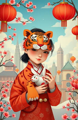 A thought-provoking art piece illustrating the themes of identity and cultural heritage in 'The Paper Menagerie' by Ken Liu