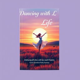 A stunning front cover design for a book titled 'Dancing with Life: Embracing Life’s Flow with Grace and Freedom'