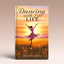 A stunning front cover design for a book titled 'Dancing with Life: Embracing Life’s Flow with Grace and Freedom'