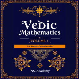 A striking and informative book cover for 'Vedic Mathematics, Volume 1' published by NS Academy