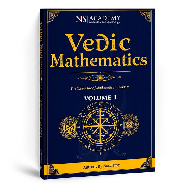 A striking and informative book cover for 'Vedic Mathematics, Volume 1' published by NS Academy