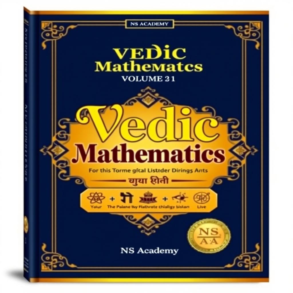 A striking and informative book cover for 'Vedic Mathematics, Volume 1' published by NS Academy