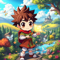 An anime-style illustration of a vibrant, fantastical isekai world