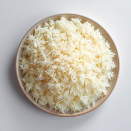 An artistic representation of a plate of plain biryani rice viewed from above