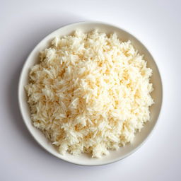 An artistic representation of a plate of plain biryani rice viewed from above