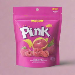 Design a vibrant and eye-popping packaging with the title 'Pink Runtz'