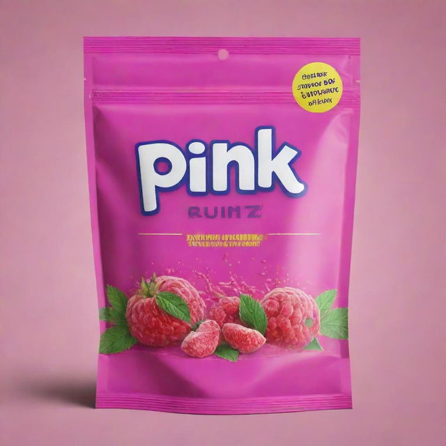 Design a vibrant and eye-popping packaging with the title 'Pink Runtz'