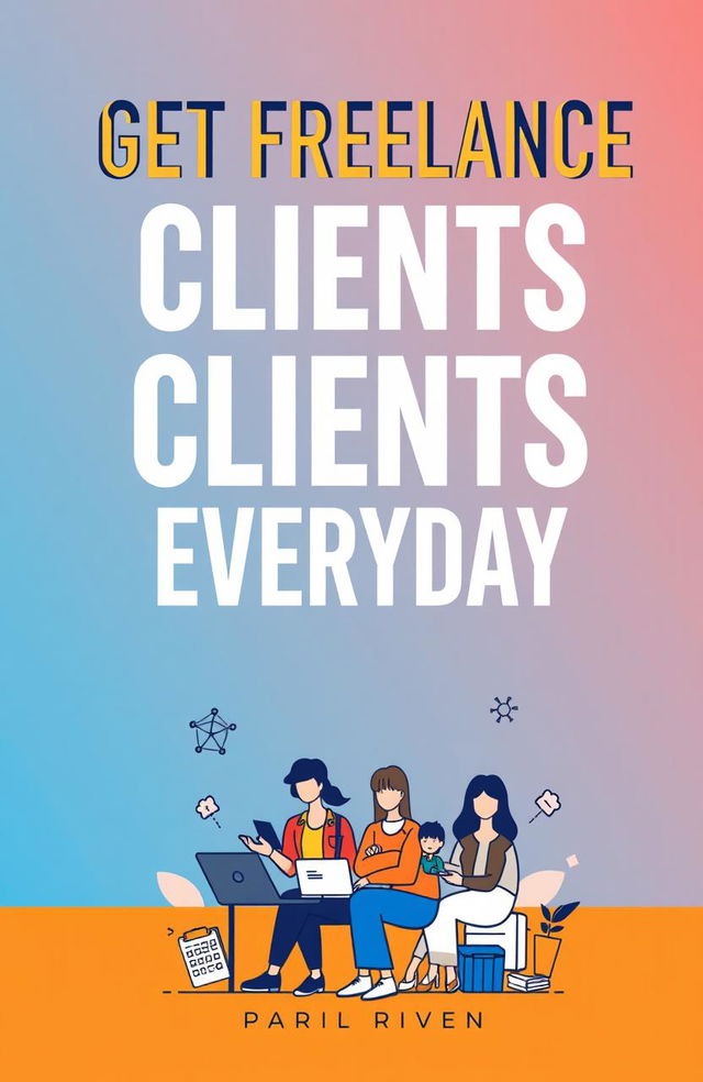 A captivating book cover design for a guide titled 'GET FREELANCE CLIENTS EVERYDAY'