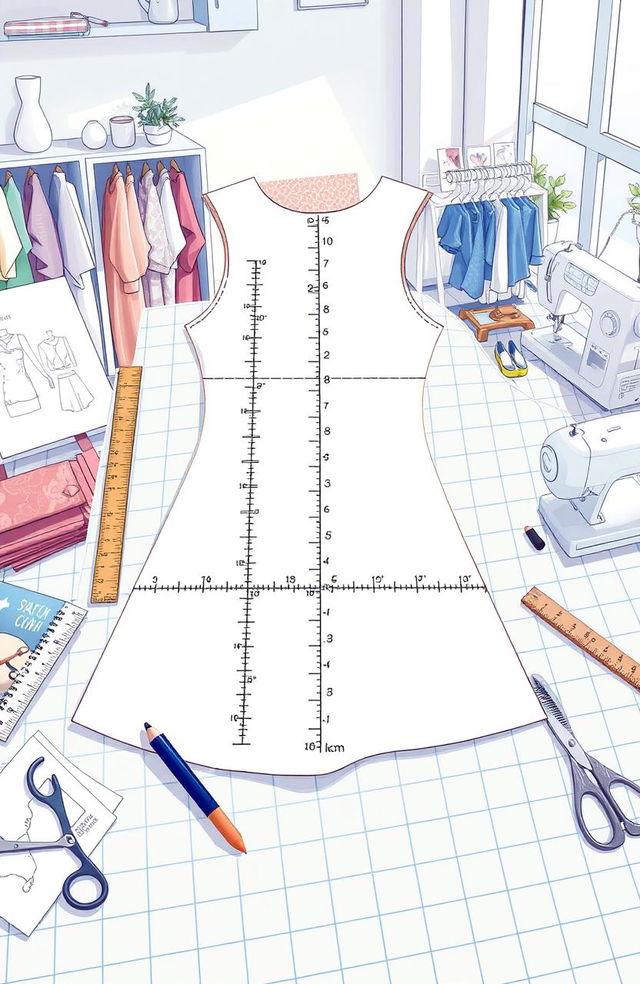 A detailed illustration showcasing the concept of pattern grading in fashion design