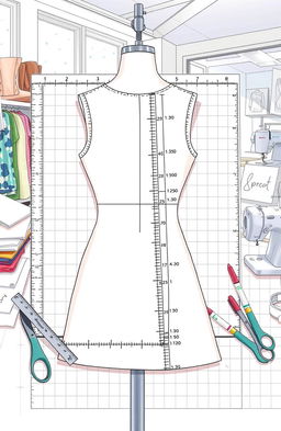 A detailed illustration showcasing the concept of pattern grading in fashion design