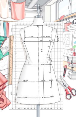 A detailed illustration showcasing the concept of pattern grading in fashion design
