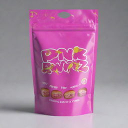 Design a vibrant and eye-popping packaging with the title 'Pink Runtz'