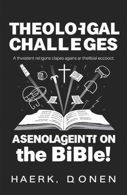A conceptual illustration of a book cover for a thought-provoking title that challenges various theological claims and serves as an intellectual resource against the Bible