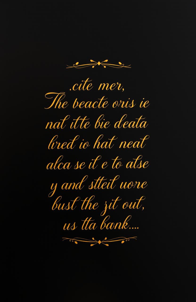 A romantic scene set against a deep black background, featuring elegant gold lettering that spells out a love quote or phrase