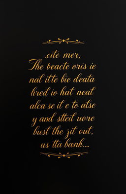 A romantic scene set against a deep black background, featuring elegant gold lettering that spells out a love quote or phrase