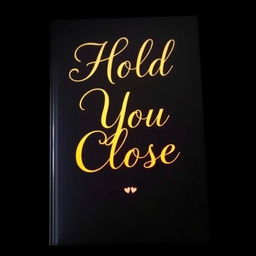 A romantic book cover featuring the title 'Hold You Close' in elegant gold lettering prominently displayed against a rich black background