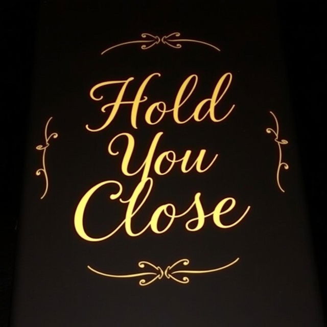 A romantic book cover featuring the title 'Hold You Close' in elegant gold lettering prominently displayed against a rich black background