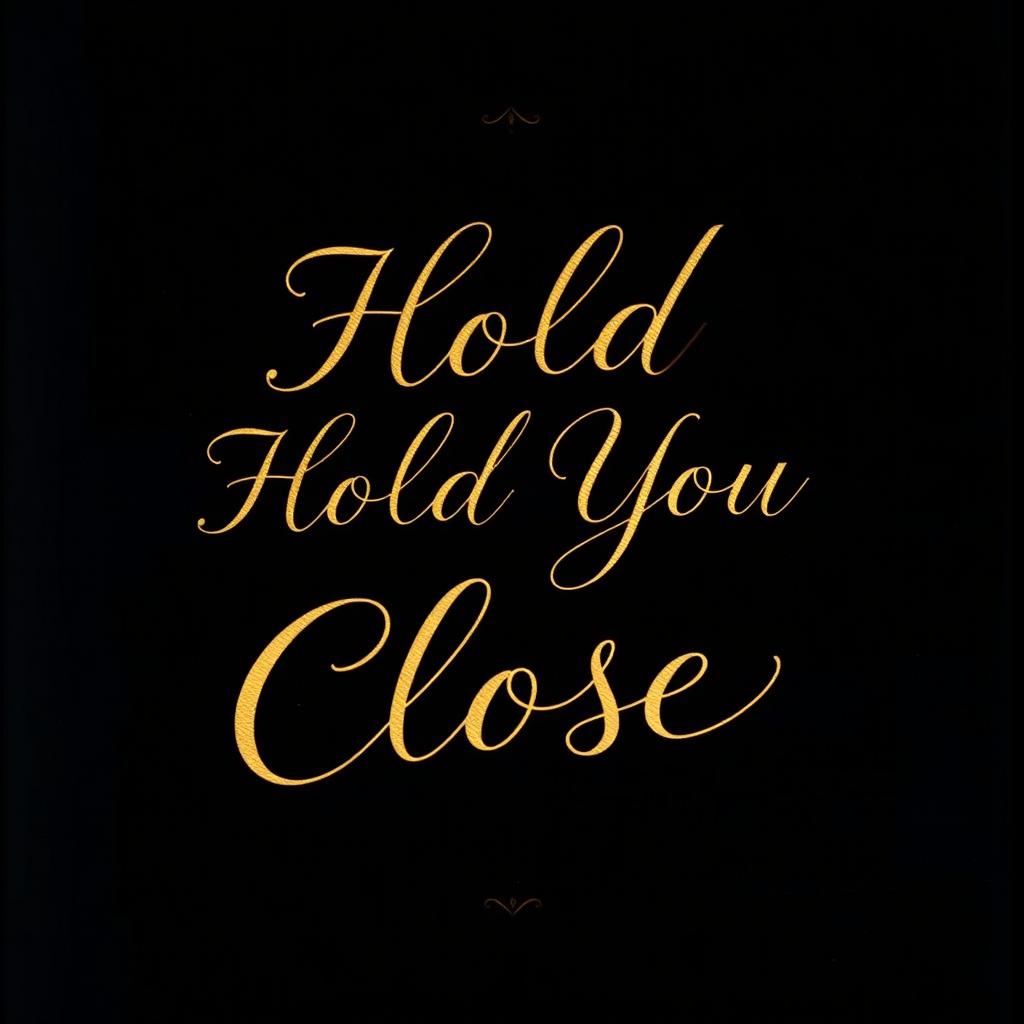 A romantic book cover featuring the title 'Hold You Close' in elegant gold lettering prominently displayed against a rich black background