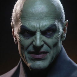 An ultra 4k hyper realistic image of a cool-looking visage of a villain