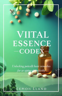 An engaging book cover design for 'Vital Essence Codex: Unlocking the Power of Homeopathic Remedies for Optimal Health'
