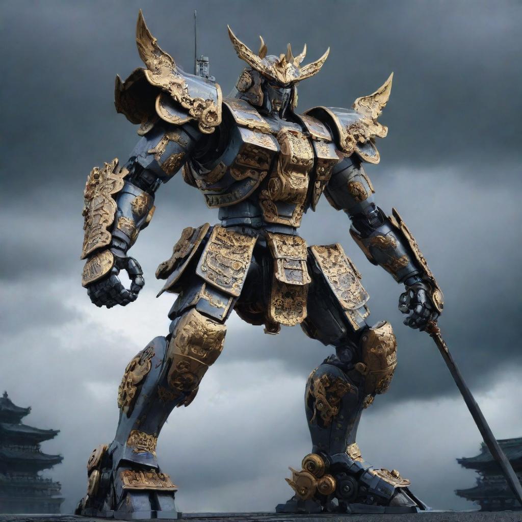 A strikingly cool image of a samurai-inspired mecha