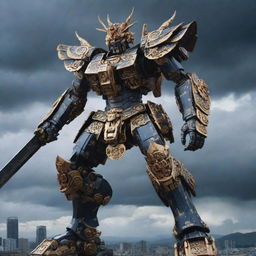 A strikingly cool image of a samurai-inspired mecha