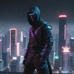 Generate a high-quality image encapsulating a cyberpunk ninja