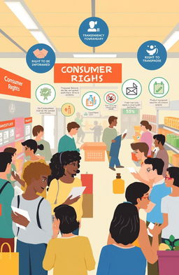 An educational illustration depicting the concept of consumer rights in economics