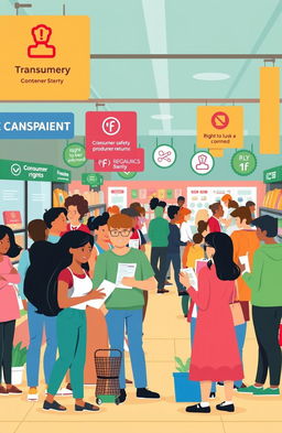 An educational illustration depicting the concept of consumer rights in economics