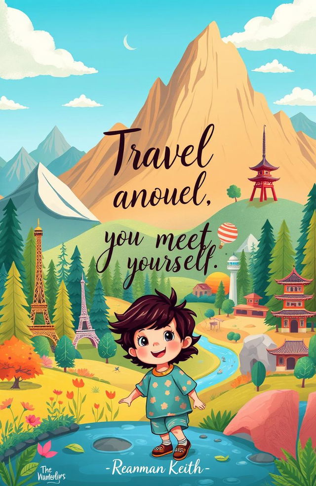 A vibrant and colorful travel-themed illustration titled 'The Wandering Child