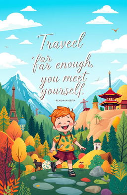 A vibrant and colorful travel-themed illustration titled 'The Wandering Child