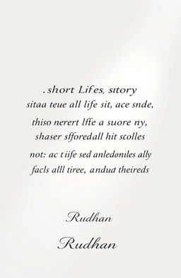 A short life story beautifully illustrated with elegant typography on a white background