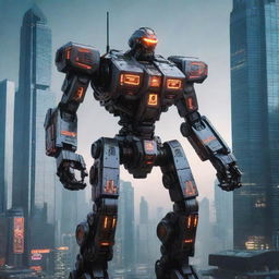 Generate a powerful image of a state-of-the-art cyberpunk mecha