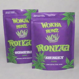 Create an original and creative packaging design centered around the marijuana strain 'Wonka Runtz'