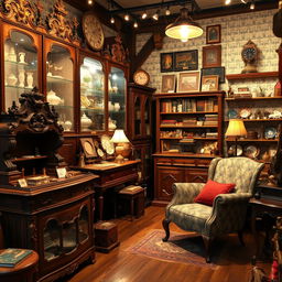 An antique shop brimming with unique treasures and vintage collectibles
