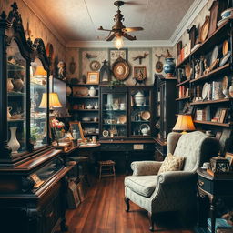 An antique shop brimming with unique treasures and vintage collectibles